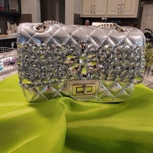 Silver Quilted Women's Bag